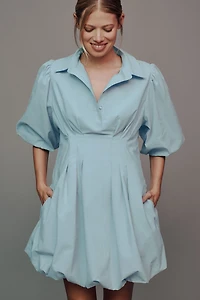 Maeve Collared Bubble-Hem Mini Dress