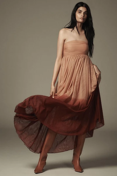 Let Me Be Ombre Strapless Maxi Dress