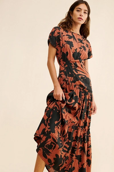 Eva Franco Asymmetrical Floral Maxi Dress