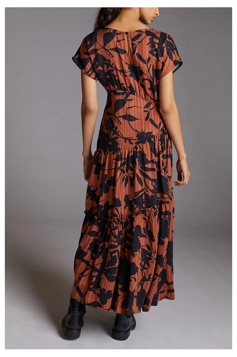 Eva Franco Asymmetrical Floral Maxi Dress