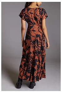 Eva Franco Asymmetrical Floral Maxi Dress