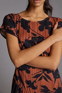 Eva Franco Asymmetrical Floral Maxi Dress