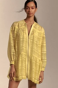 Long-Sleeve Zip-Front Mini Dress
