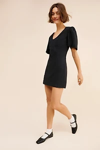 Maeve Puff-Sleeve Back-Cutout Mini Dress