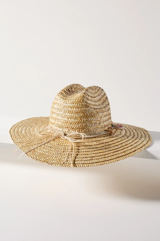 Anthropologie Lucky Zone Straw Rancher Hat Salt In Air Patch Seashell Band Lucky Zone Patch Lifeguard Straw Sun Hat | The Summit main image 4