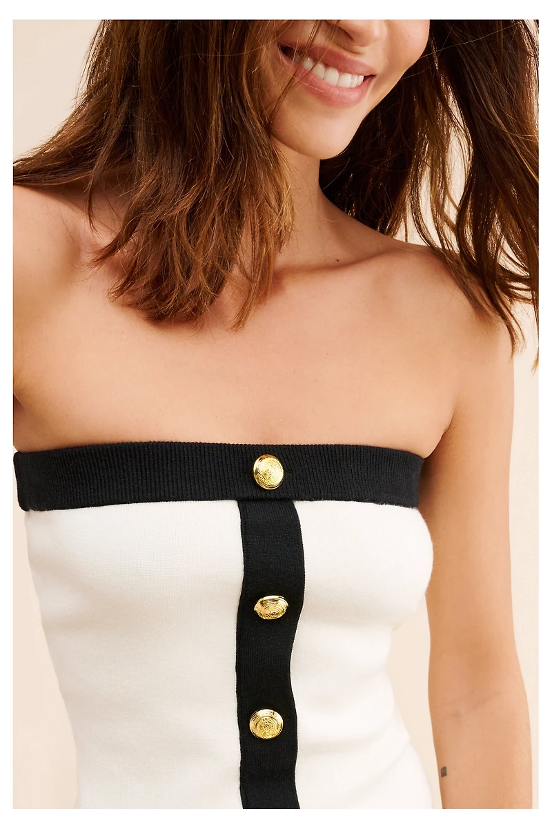 Endless Rose Knit Contrast Strapless Mini Dress