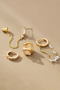 Crystal Huggie Earrings, Set of 3