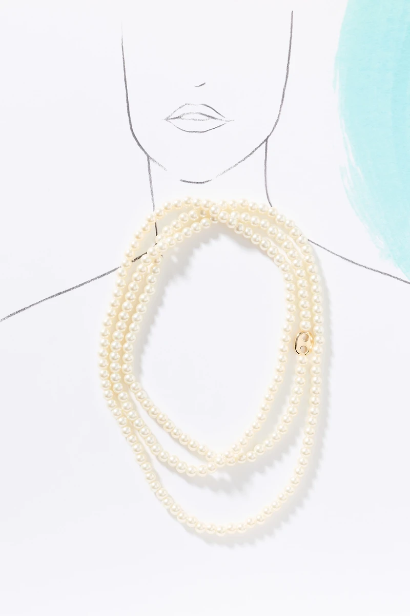 Bottlecap Pearl Wrap Necklace
