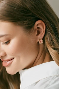 Curve Stone Huggie Hoop Earrings