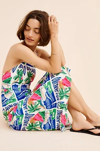FARM Rio Carioca Posters Linen Blend Midi Dress