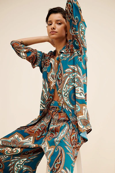 Nuuly x Farm Rio Leopard Paisley Pajama Shirt