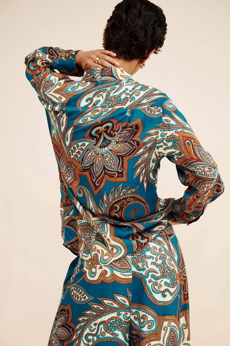 Nuuly x Farm Rio Leopard Paisley Pajama Shirt