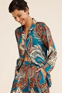 Nuuly x Farm Rio Leopard Paisley Pajama Shirt
