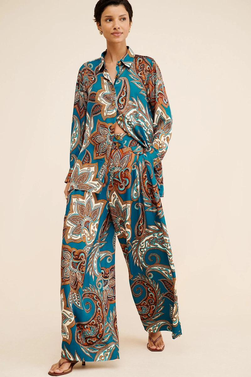 Nuuly x Farm Rio Leopard Paisley Pajama Shirt