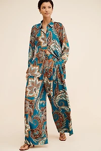 Nuuly x Farm Rio Leopard Paisley Pajama Shirt