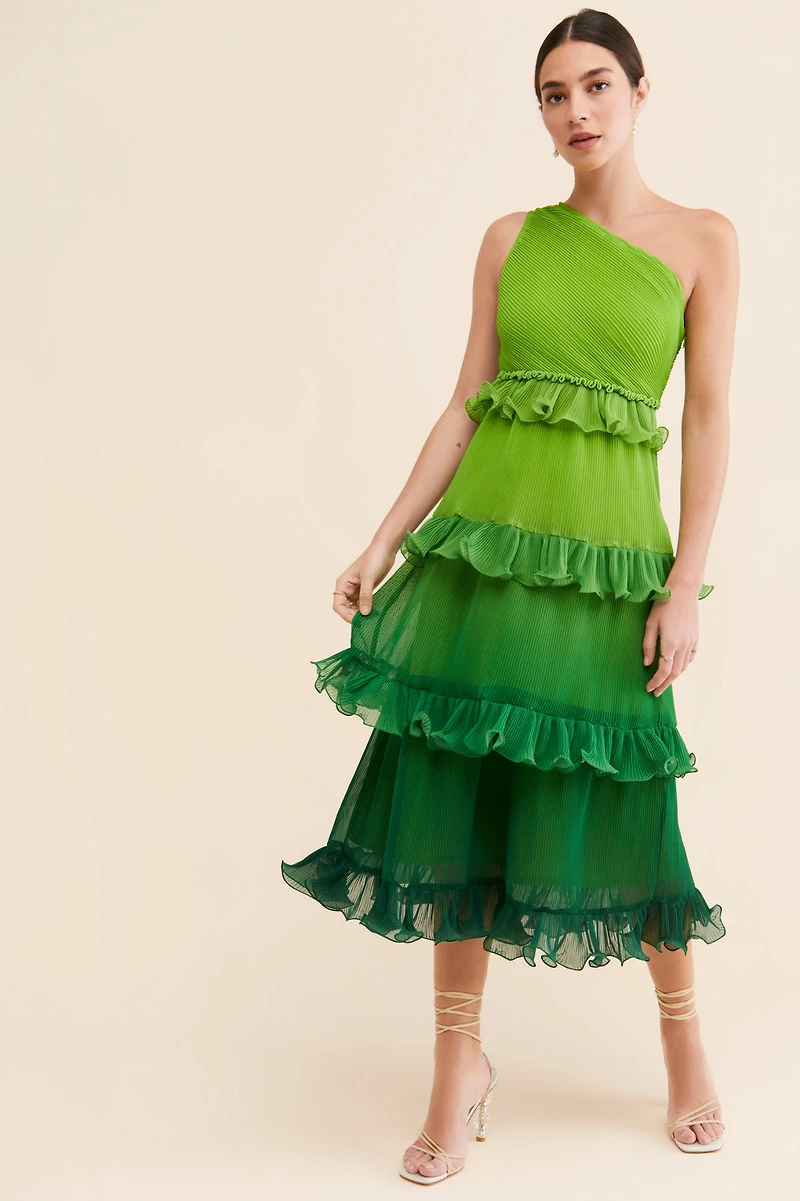 Vineet Bahl Tiered Ombre Midi Dress