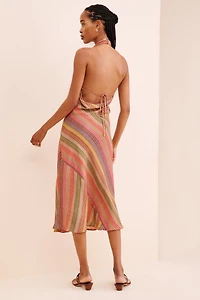 Conditions Apply Stripe Halter Midi Dress