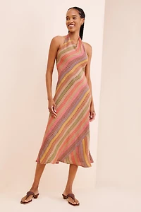 Conditions Apply Stripe Halter Midi Dress