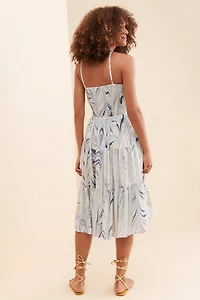 Lusana Arlen Shirred Midi Dress