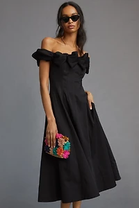 Maeve Off-The-Shoulder Bow Mini Dress