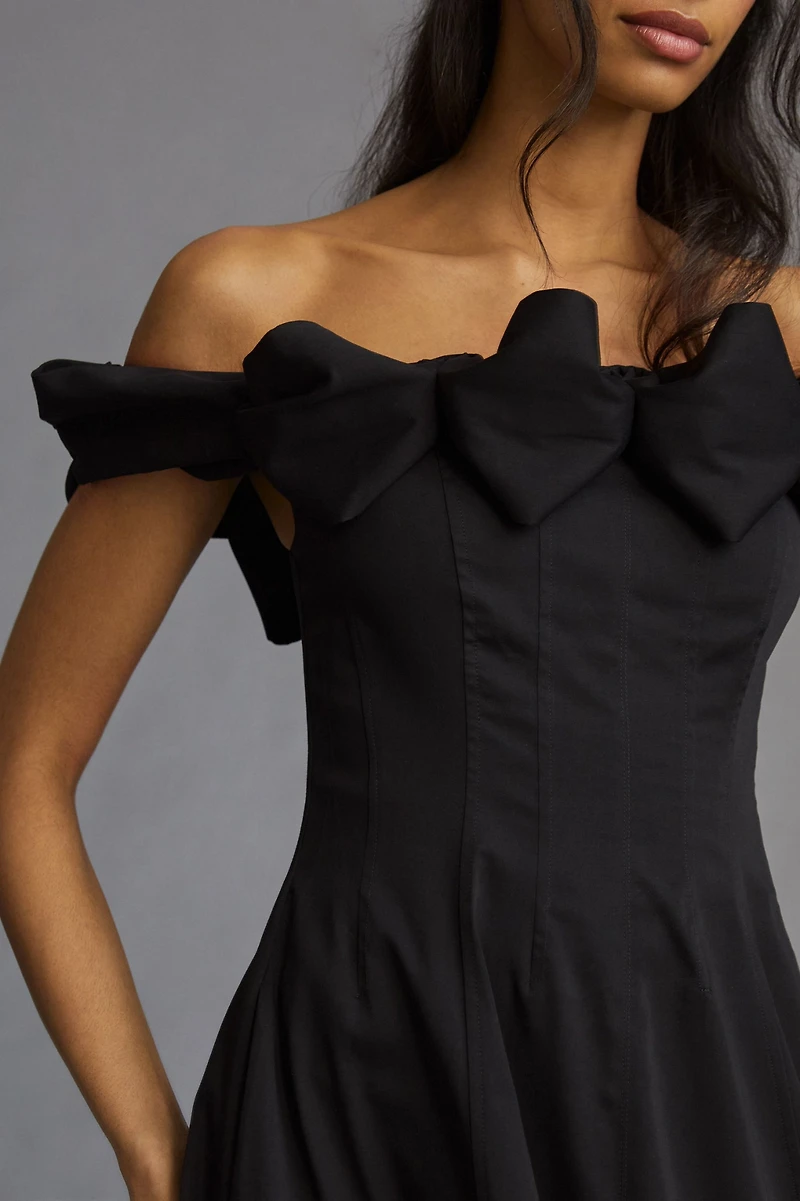 Maeve Off-The-Shoulder Bow Mini Dress