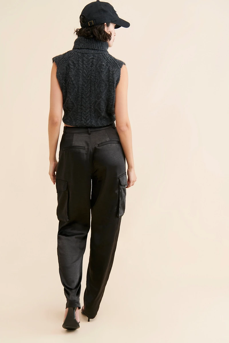 Good American Satin Cargo Trousers