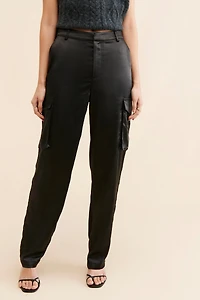 Good American Satin Cargo Trousers