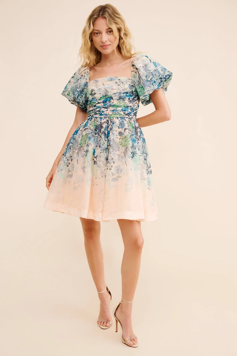 Let Me Be Flo Ruched Mini Dress