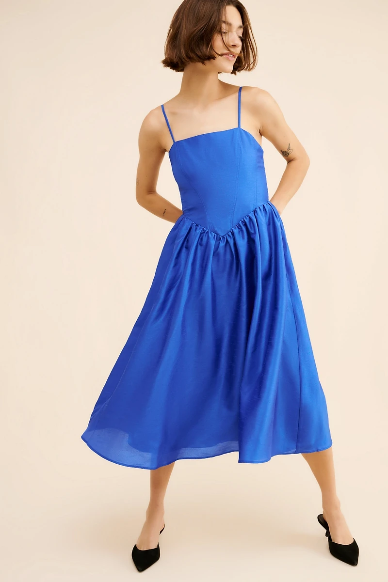 Hutch Midi Sleeveless Square-Neck Dress