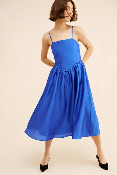 Hutch Midi Sleeveless Square-Neck Dress