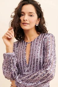 Sequined Open-Back Mini Dress