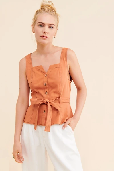 Current Air Buttondown Peplum Top