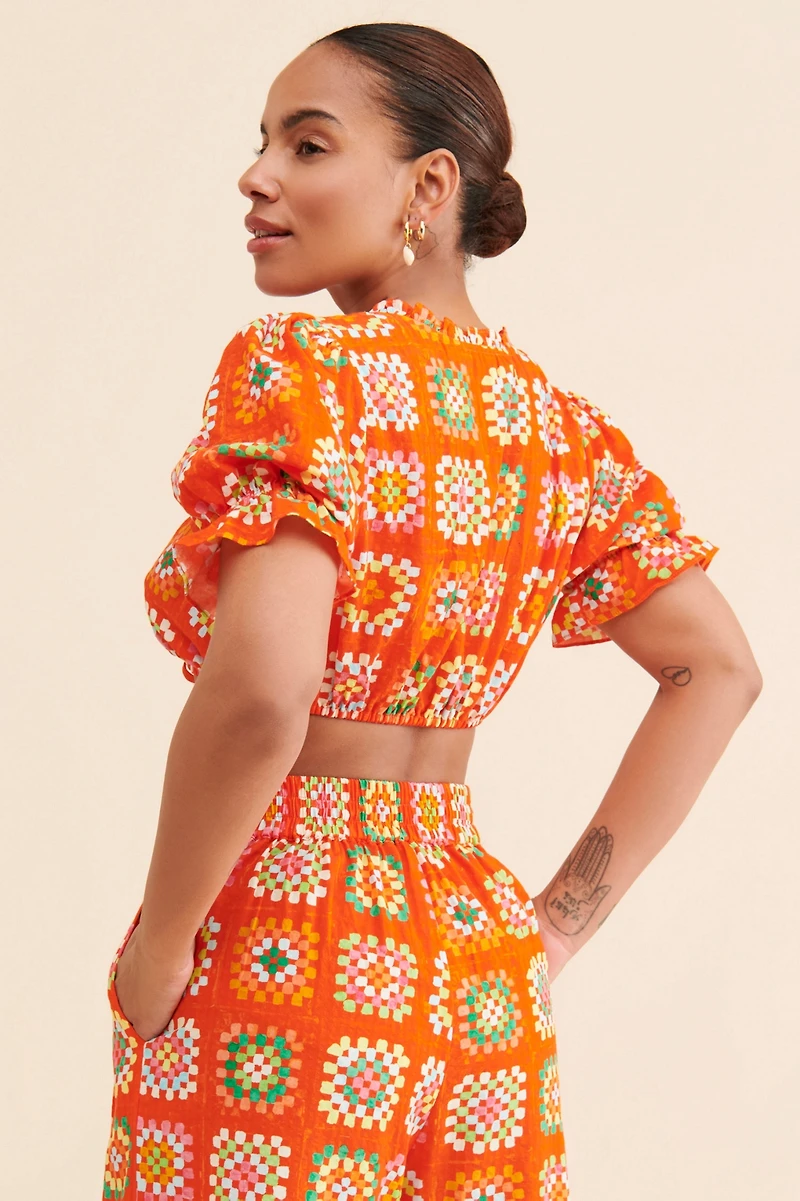 Rachel Antonoff Snyder Printed Crop Top