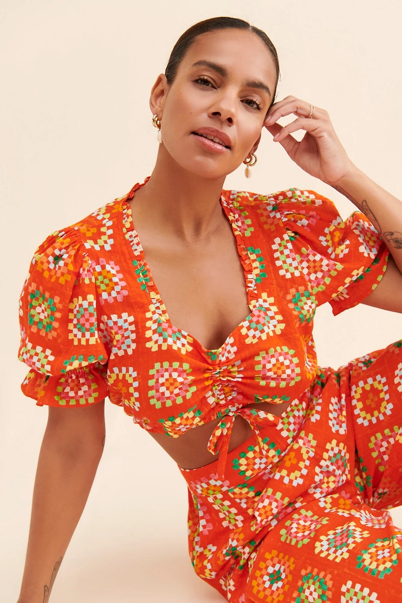 Rachel Antonoff Snyder Printed Crop Top