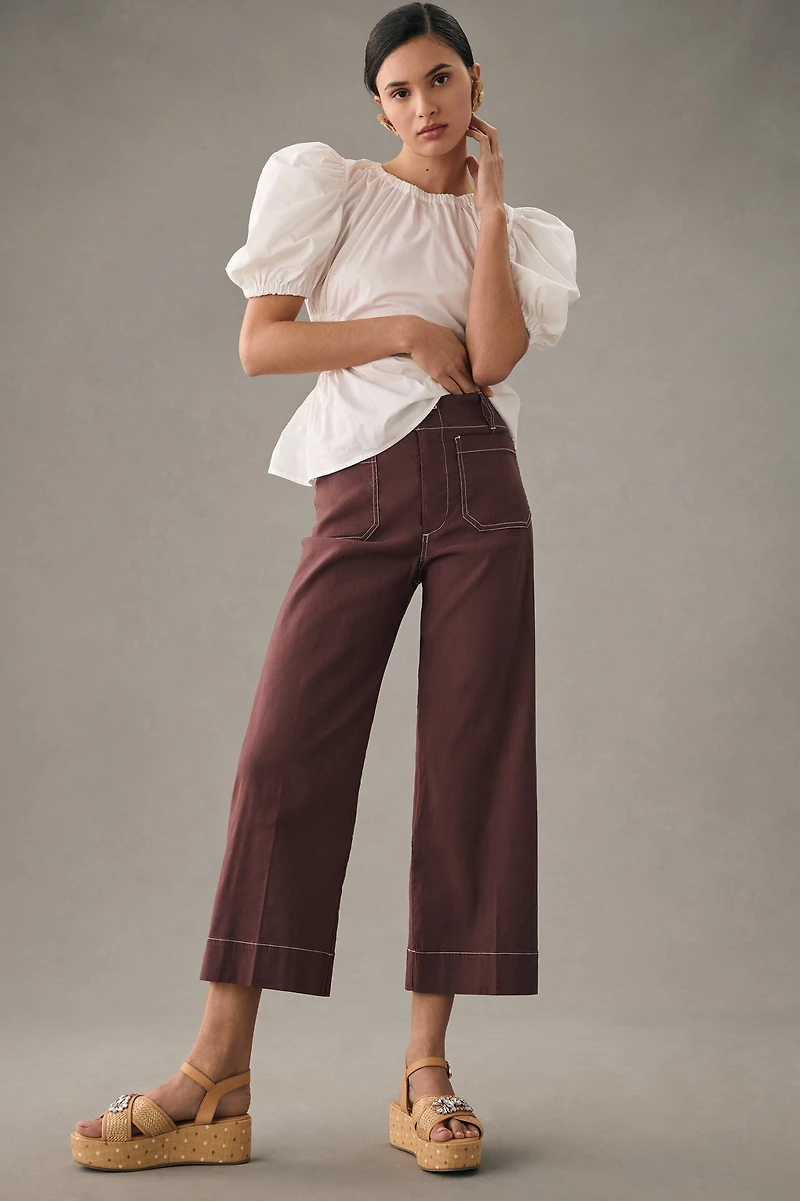 Maeve Colette Cropped Wide-Leg Pants