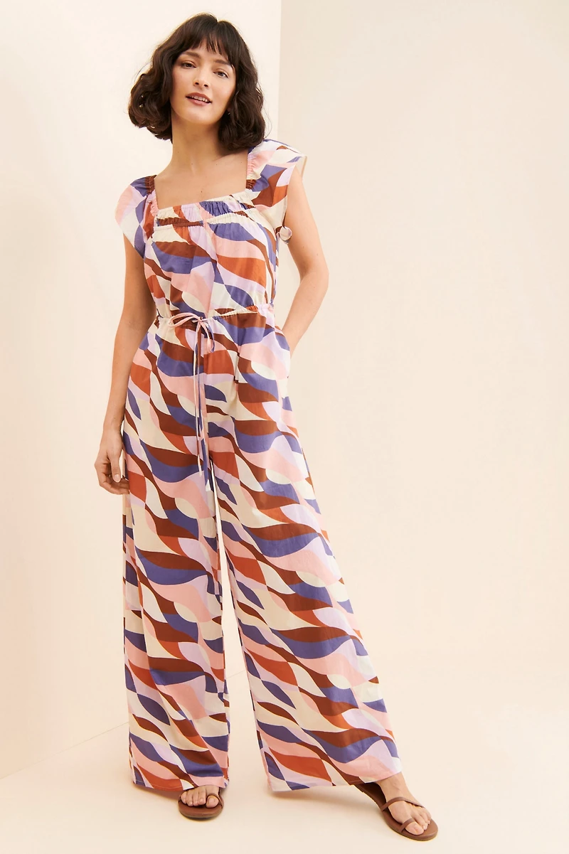 Du Paradis Abstract Wide Leg Jumpsuit