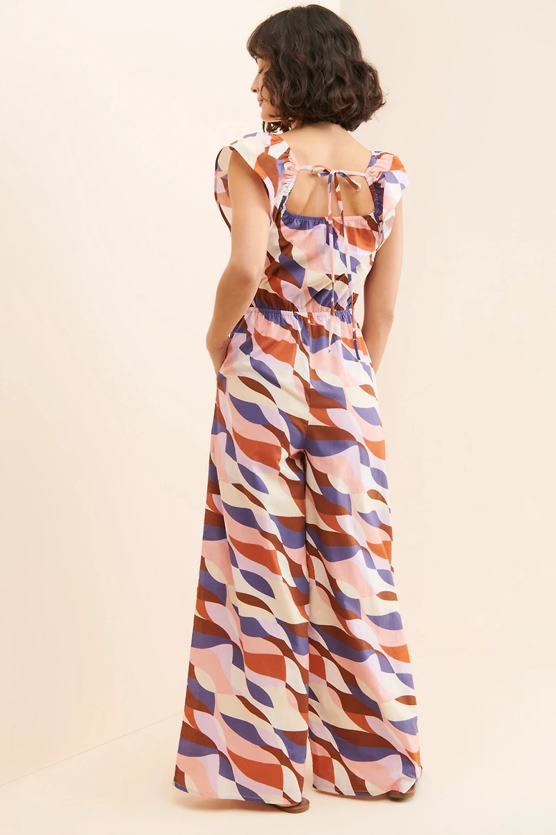 Du Paradis Abstract Wide Leg Jumpsuit