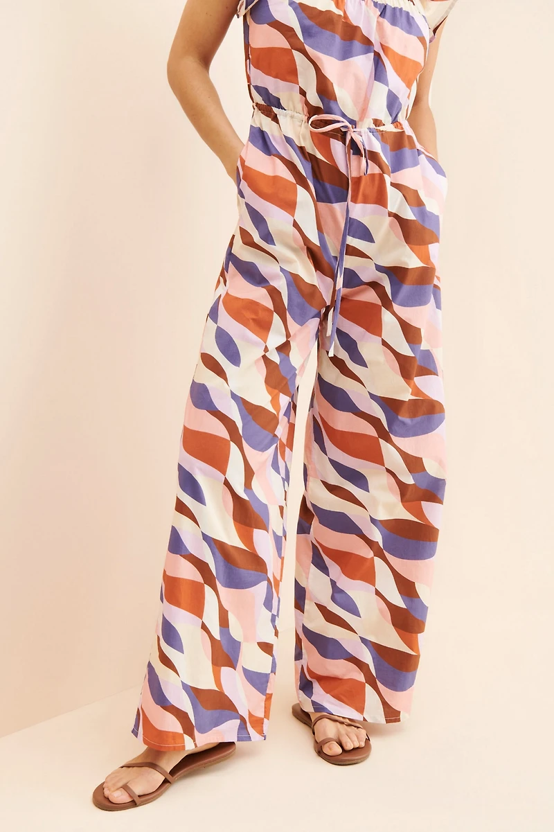 Du Paradis Abstract Wide Leg Jumpsuit