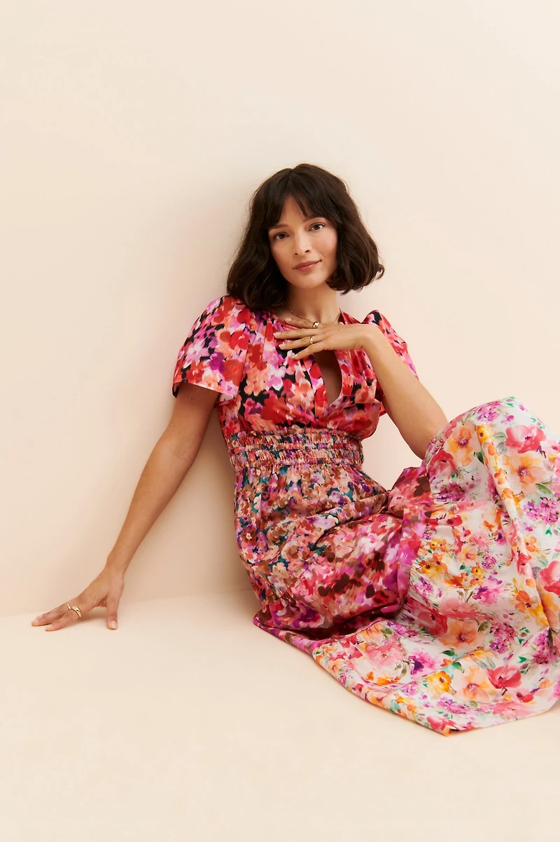 Kachel Mixed Floral Print Midi Dress