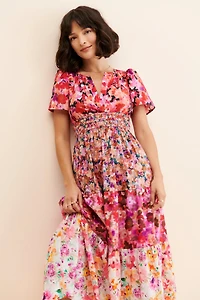 Kachel Mixed Floral Print Midi Dress