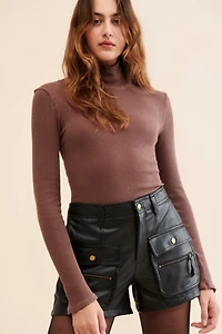 Vegan Leather Cargo Shorts