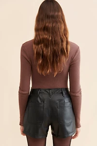 Vegan Leather Cargo Shorts