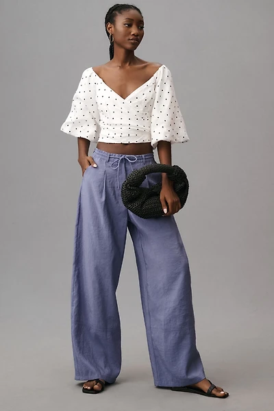 Maeve Seamed Wide-Leg Track Pants