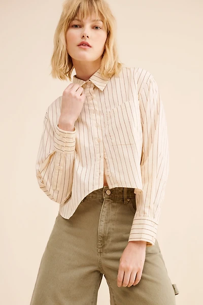 Moon River Curved Hem Long Sleeve Shirt