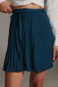 Pleated Wrap Mini Skirt