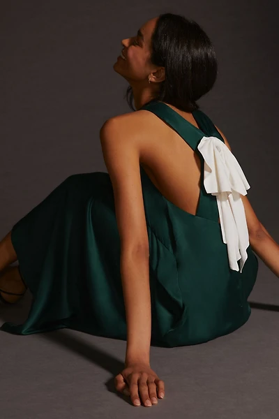 Maeve Bow-Back Halter-Neck Midi Dress
