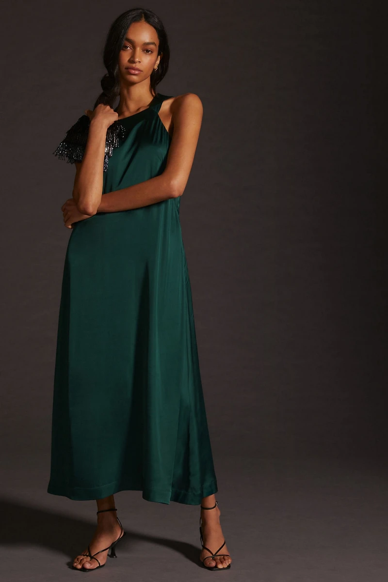Maeve Bow-Back Halter-Neck Midi Dress