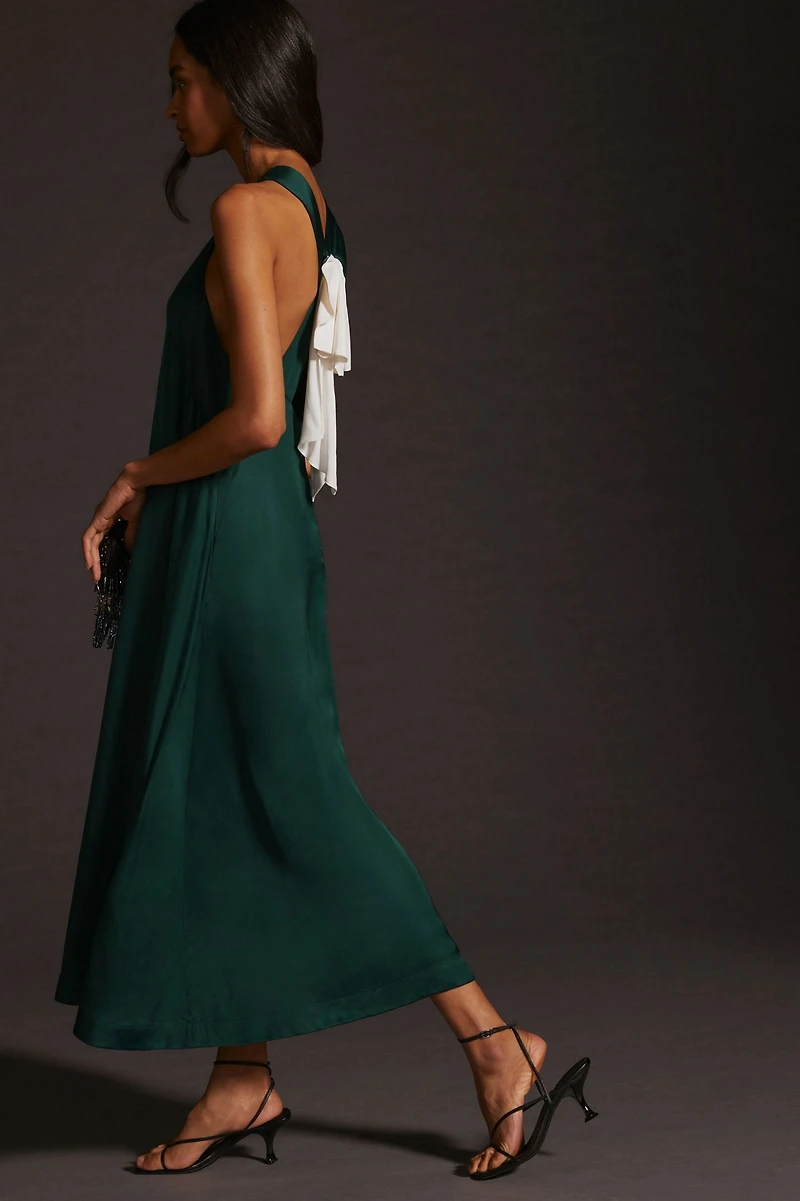 Maeve Bow-Back Halter-Neck Midi Dress