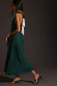 Maeve Bow-Back Halter-Neck Midi Dress