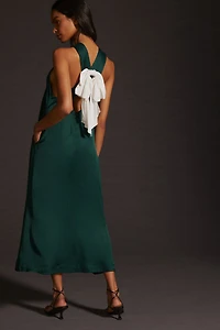 Maeve Bow-Back Halter-Neck Midi Dress